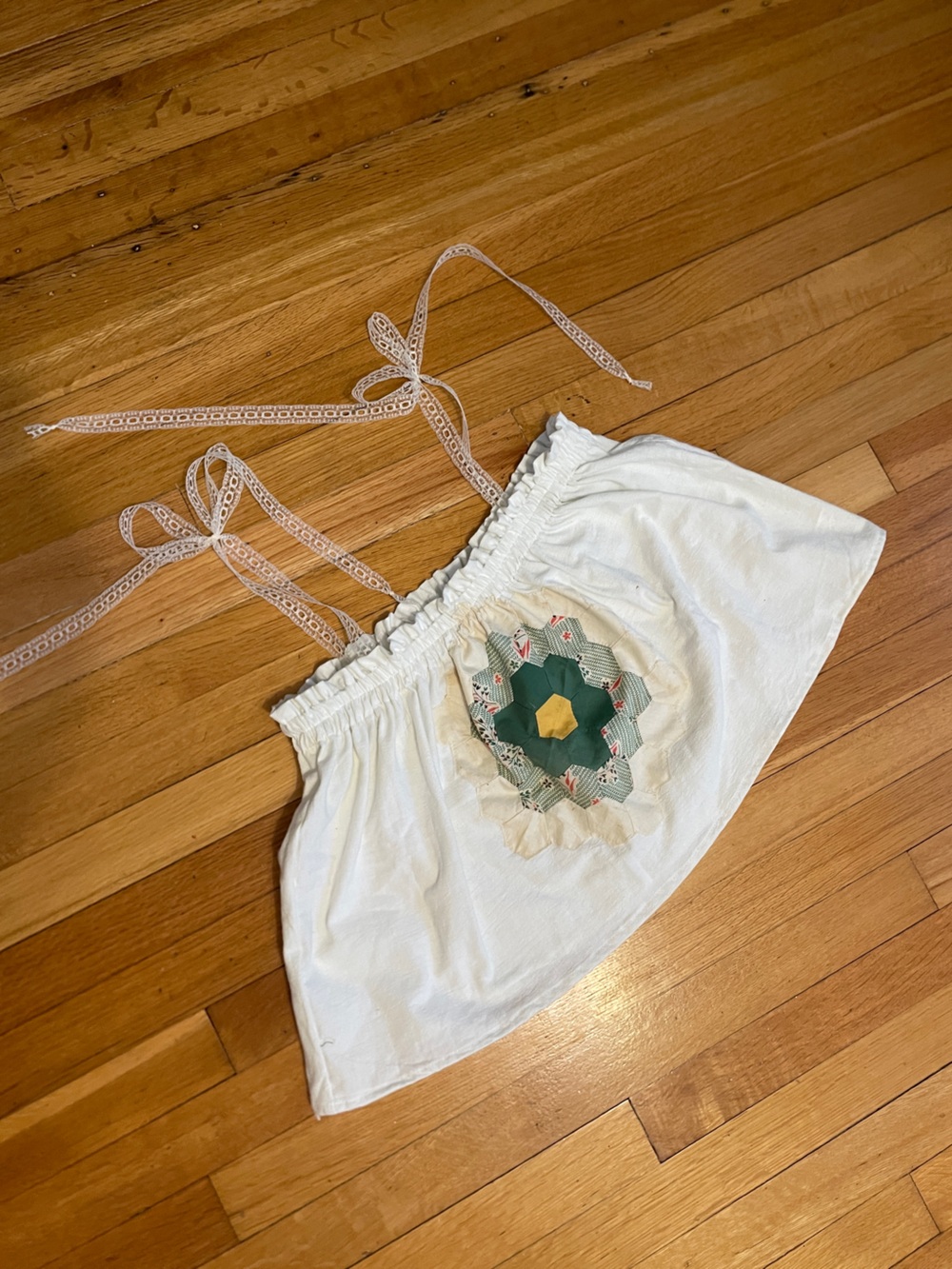 Handmade “ONE OF A KIND” Top With Lace Straps and Quilted Motif